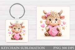 Valentines Cow Keychain. Valentine Keychain Design Product Image 1