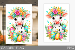 Easter Cow Garden Flag. Easter Garden Flag Sublimation Product Image 1