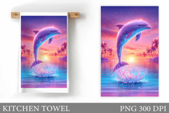Dolphin Kitchen Towel. Sea Kitchen Towel Design Product Image 1