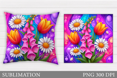 Flowers Pillow Design. Floral Pillow Sublimation Product Image 1
