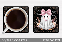 Cute Ghost Coaster Design. Cute Halloween Sublimation Product Image 1