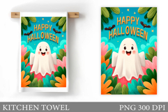 Cute Ghost Kitchen Towel. Cute Halloween Kitchen Towel Product Image 1