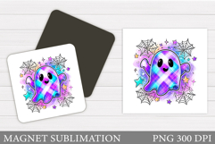 Cute Ghost Magnet Design. Halloween Magnet Sublimation Product Image 1