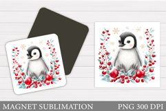 Christmas Magnet Design. Penguin Magnet Sublimation Product Image 1