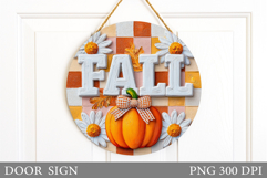 Fall Pumpkin Door Sign Sublimation. Fall Door Sign Design Product Image 1