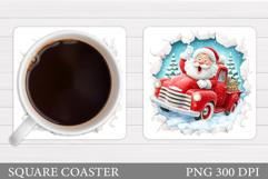 Funny Santa Coaster Sublimation. Santa Claus Coaster Design Product Image 1