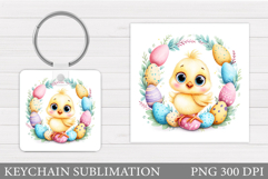Easter Chick Keychain Sublimation. Easter Keychain Design Product Image 1