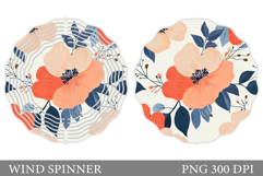 Flowers Wind Spinner Design. Floral Wind Spinner Sublimation Product Image 1