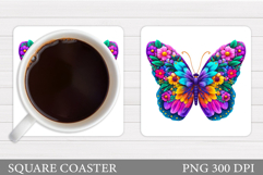 Butterfly Coaster Design. Butterfly Sublimation Product Image 1