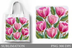 Tulips Tote Bag Design. Floral Tote Bag Sublimation Product Image 1