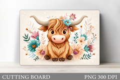 Cute Cow Cutting Board Design. Cow Flowers Cutting Board Product Image 1
