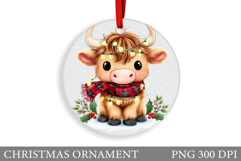 Cute Cow Christmas Ornament. Christmas Ornament Sublimation Product Image 1