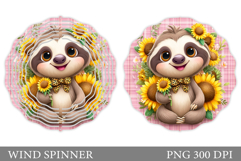 Cute Sloth Wind Spinner Design. Sloth Sublimation Product Image 1