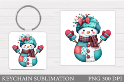 Christmas Snowman Keychain. Christmas Keychain Sublimation Product Image 1