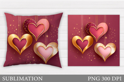 Hearts Pillow Design. Valentines Pillow Sublimation Product Image 1