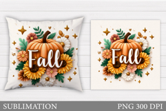 Fall Pumpkin Pillow Design. Fall Sublimation Product Image 1