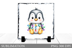 Christmas Penguin Slate Design. Cute Penguin Sublimation Product Image 1