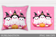 Cute Ghost Pillow Design. Cute Ghost Sublimation Product Image 1