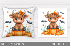 Halloween Cow Pillow. Halloween Pillow Sublimation Product Image 1