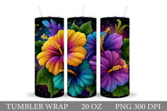 Hibiscus Tumbler Design. Tropical Flowers Tumbler Wrap Product Image 1