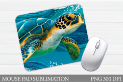 Turtle Mouse Pad Design. Sea Mouse Pad Sublimation Product Image 1