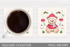 Christmas Bear Coaster Design. Christmas Coaster Sublimation Product Image 1