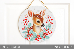 Christmas Deer Door Sign. Christmas Door Sign Sublimation Product Image 1