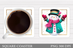 Snowman Coaster Design. Christmas Coaster Sublimation Product Image 1