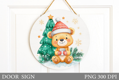 Christmas Bear Door Sign. Christmas Door Sign Sublimation Product Image 1