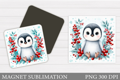 Christmas Magnet Design. Penguin Magnet Sublimation Product Image 1