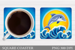 Cute Dolphin Coaster Design. Cute Dolphin Sublimation Product Image 1