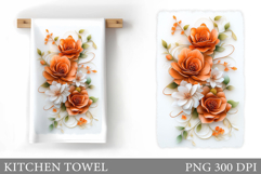 Flowers Kitchen Towel. Floral Kitchen Towel Design Product Image 1