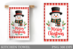 Snowman Kitchen Towel Design. Christmas Kitchen Towel Product Image 1