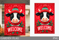 Christmas Cow Garden Flag. Christmas Garden Flag Sublimation Product Image 1