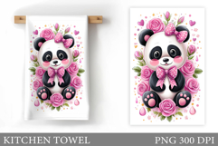 Cute Panda Kitchen Towel. Panda Flowers Kitchen Towel Design Product Image 1