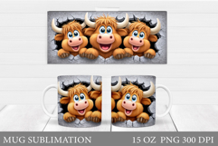 Highland Cow Mug Design. Cow Sublimation Product Image 1