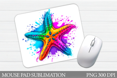 Starfish Mouse Pad Design. Starfish Sublimation Product Image 1