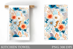 Floral Kitchen Towel Design. Flowers Kitchen Towel Product Image 1