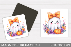 Halloween Ghost Magnet Design. Cute Ghost Sublimation Product Image 1
