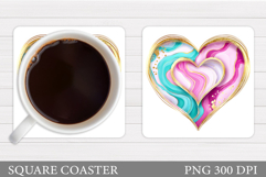 Heart Coaster Sublimation. Valentine Square Coaster Design Product Image 1