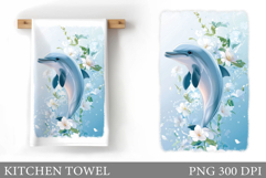 Dolphin Kitchen Towel. Sea Kitchen Towel Design Product Image 1