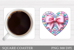 Hearts Coaster Sublimation. Hearts Square Coaster Design Product Image 1