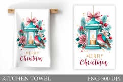 Christmas Bird Kitchen Towel. Christmas Kitchen Towel Design Product Image 1