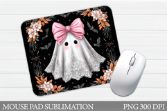 Cute Ghost Mouse Pad Design. Halloween Mouse Pad Sublimation Product Image 1