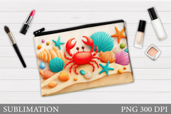 Crab Cosmetics Bag Design. Crab Makeup Pouch Sublimation Product Image 1