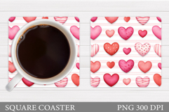 Hearts Coaster Sublimation. Hearts Square Coaster Design Product Image 1