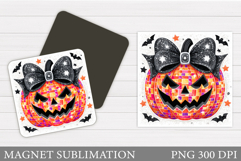 Scary Pumpkin Magnet Design. Halloween Magnet Sublimation Product Image 1