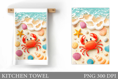 Crab Kitchen Towel. Sea Kitchen Towel Design Product Image 1