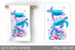 Turtle Kitchen Towel Design. Sea Kitchen Towel Sublimation Product Image 1