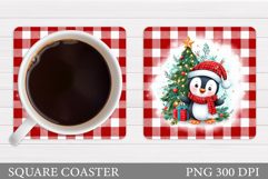 Christmas Penguin Coaster. Cute Penguin Sublimation Product Image 1